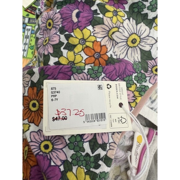 MINI BODEN PURPLE FLORAL SMOCKED KNIT DRESS , 6/7 Yrs. - Picture 9 of 9